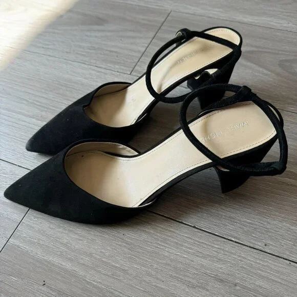 Marc Fisher Womens Size 10 Black Suede Pointed Toe Block Heel Velise Pumps - Picture 9 of 12